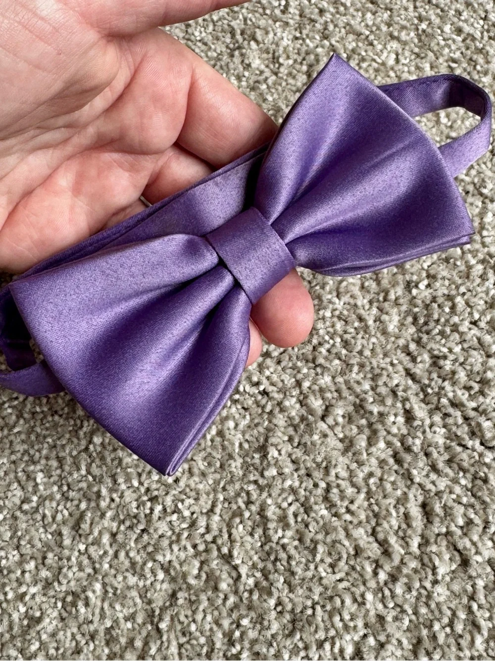 Unisex satin Purple Bow Tie